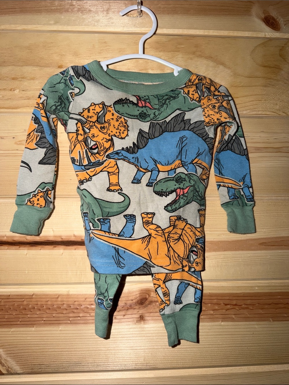 Kids' Dinosaur Pajama Set - Green, Blue & Orange